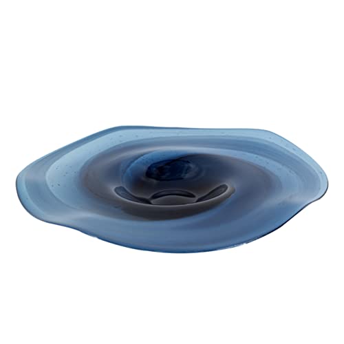 A&B Home Blue Spiral Charger Plate - Large Circular Glass Charger Plate, Tabletop Home D‚àö¬©cor, Living Room Entryway Coffee Table Accent Piece, 17" x 17" x 3"