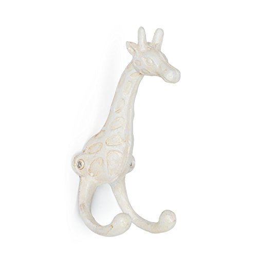 Abbott Collection  27-FORGE-08 Giraffe Double Wall Hook, 6.5 inches H, Antique White