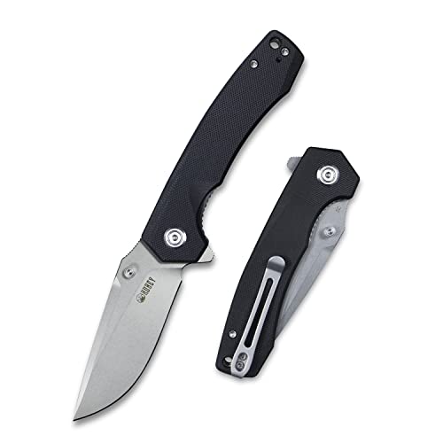 Kubey KU901 Folding Pocket Knife Durable 4.0 mm Thickness D2 Blade and Solid Handle with Deep Carry Pocket Clip and Lanyard Hole Good for Outdoor Camping and Hunting (Black 1)