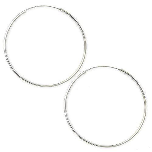 Mya Bella Creations Silver Hoop 2x55 mm Earrings, Women Jewelry Accessories