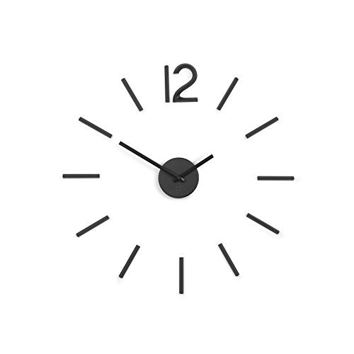 Umbra Blink Wall Clock Black - Easy to Paste Wall Sticker Numbers, Frameless Large Decorative Wall Clock, Simple Indicators, Minimalist, Black