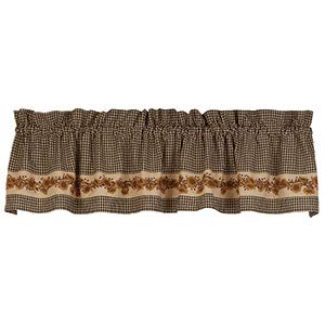 Country House Collection One Country Sunflower Window Valance Black Tan Check Curtain Autumn Fall Farmhouse Cottage