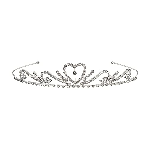 Beistle Silver Heart Style Rhinestone Metal Tiara - 1pc