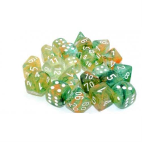 Chessex d10 Dice Set: Nebula Luminary - Spring w/White (10)