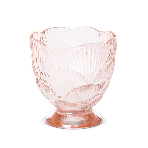 Park Hill Collection Pressed Glass Shell Vase, Large, 5.75-inch Height, Glass, for Decorative Use, Wall Decor, Home, Office, Kitchen, Living Room, Indoor