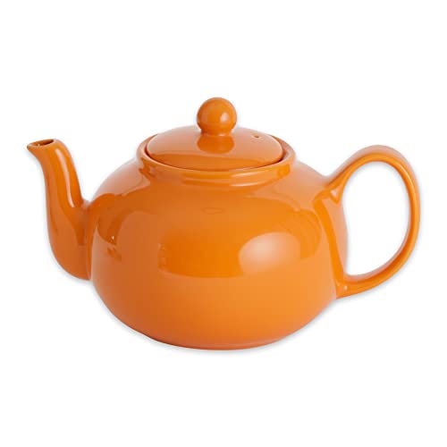 RSVP International Large Stoneware Chai Teapot -Microwave & Dishwasher Safe - 42 oz - Orange