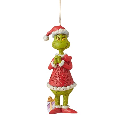 Enesco Grinch by Jim Shore Grinch with Large Heart Ornament, Hanging Ornament, 5.39 inch-Height