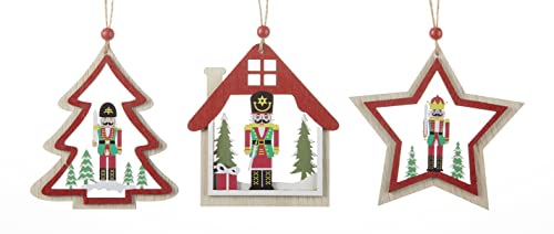 Delton Wood Nutcracker Christmas Ornament, 3 Assortment