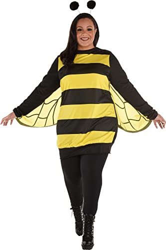 amscan Queen Bee Halloween Costume for Women, Standard Size, Includes Tunic, Headband, Wings