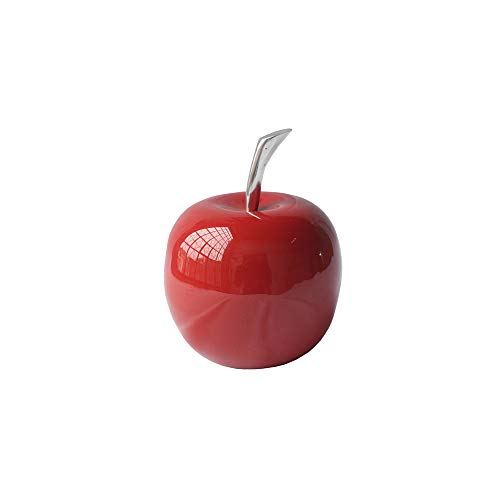 Modern Day Accents 3962 SM Red Small Manzano Rojo, Apple, Fruit, Tabletop, Accents, Transitional, Teacher, School, Dcor, Desk, Silver Stem, Aluminum, L x 4.5" W x 6" H