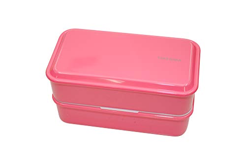 Bento Snack Box Dual for Perfect Lunch, Recycled Plastic Bottles Using, Eco-Friendly Lunch Box for Office, School, Takenaka Bento Box (Raspberry Pink)