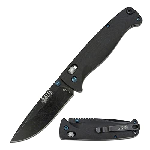 Master Cutlery Elite Tactical - Folding Knife - Black Stonewashed Finish Blade with G10 Handle and Deep Carry Pocket Clip - Rapid Lock Tactical Military Combat Knife