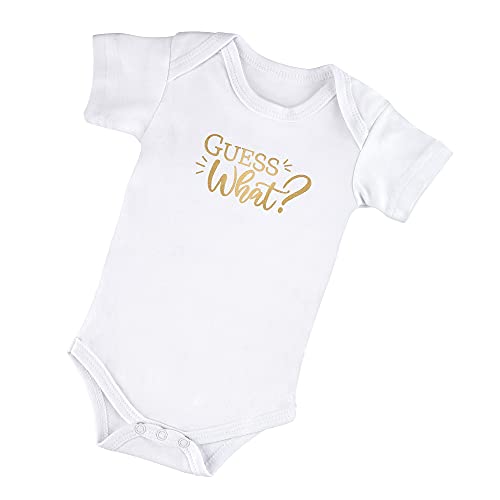 Blue Sky Clayworks Lillian Rose Guess What? Pregnancy Baby Announcement Onesie Romper White 0 TO 3 MONTHS 24RO110 GW