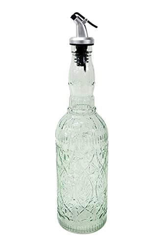 Grant Howard Roma Embossed Glass Oil and Vinegar Cruet with Pourer, 22 oz, Translucent