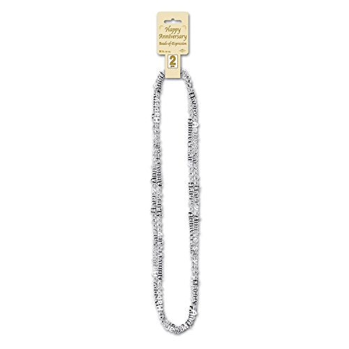 Beistle Happy Anniversary Beads-Of-Expression (silver) Party Accessory  (1 count) (2/Card)
