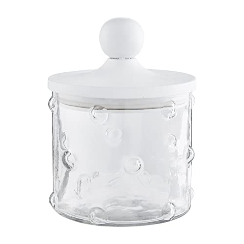 Mud Pie Small Hobnail Glass Canister, 7" x 5.5" Diameter, Clear