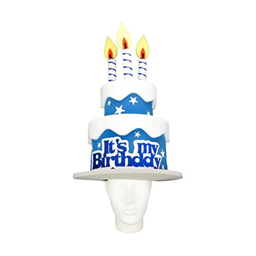 Foam Party Hats Funny Men and Women Birthday Cake Party Hat, Adult Size, Blue