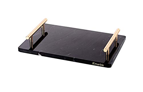 JEmarble Serving Board with Handles 8"X12" (Black)