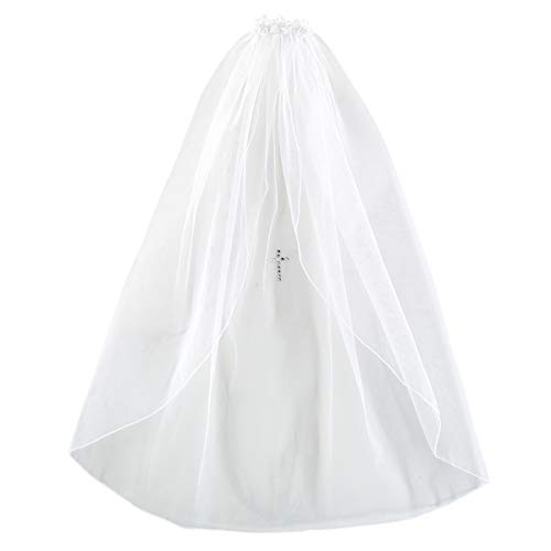 Christian Brands White First Communion Veil with Rhinestone Cross, 54 Inch