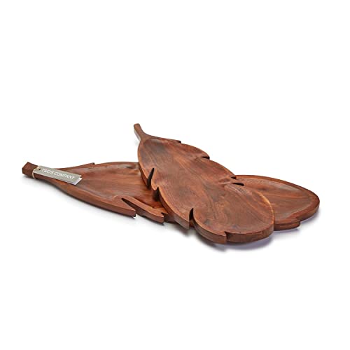 Two's Company Feather Hand-Crafted Charcuterie Serving Board, Set of 2