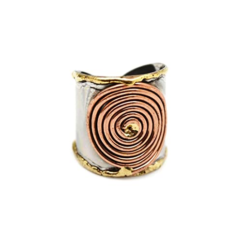 Anju R044 Copper Concentic Circles Janya Mixed Metal Ring