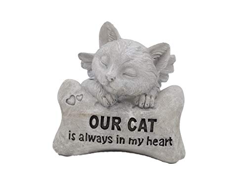Comfy Hour Pet In Loving Memory Collection 5" Sleeping Cat Angel On Bone Figurine - in Memory of My Best Friend Bereavement, Light Gray, Polyresin