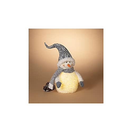 Gerson 2657170 Lighted Fabric Snowman Battery Operated Figurine, 29.1-inch Height