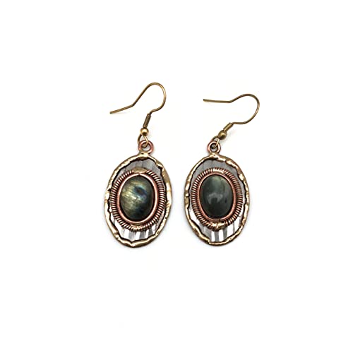 Anju E2202 Mixed Metal Earrings with Labradorite