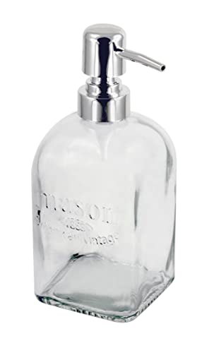 Grant Howard Mason Soap Glass Soap Dispenser with Metal Pump, Square 16 oz