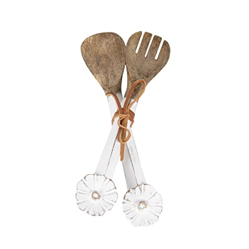 Foreside Home and Garden Set of 2 White Wood Serving Utensils, One size
