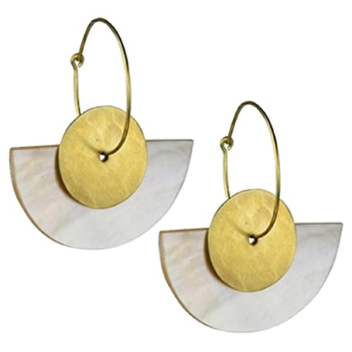 HomArt AREOhome Beldi Earring, Crescent MOP and Round Brass