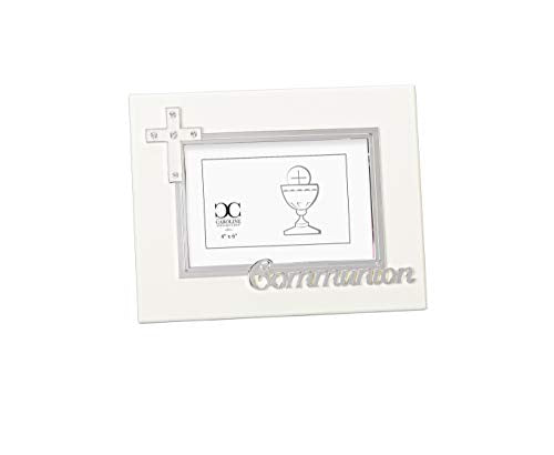 Roman Communion with Jewel Tone Accent Traditional Cross Cream 9 x 7 Wood Photo Frame
