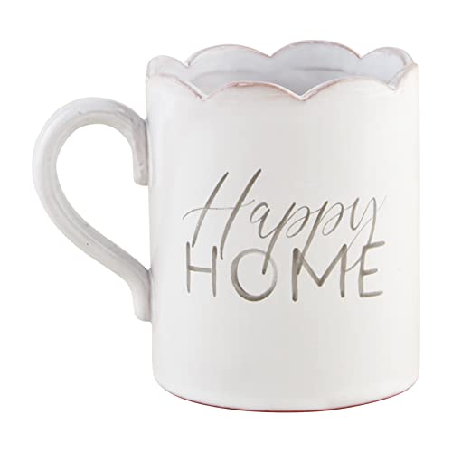 Mud Pie Happy Home Scalloped Coffee Mug, 17 Ounce