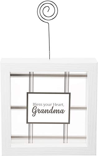 Pavilion- Grandma - 5" Framed Glass Plaque with Photo Clip- Farmhouse Home Decor Pavilion-Grandma-5" Framed Glass Photo Clip Plaque, 5", White