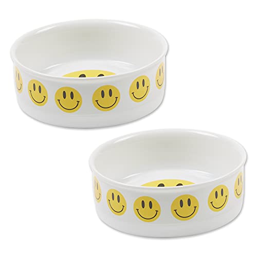 DII Design Bone Dry Ceramic Pet Collection, Medium Set, 6x2, Smiley Face, 2, Count