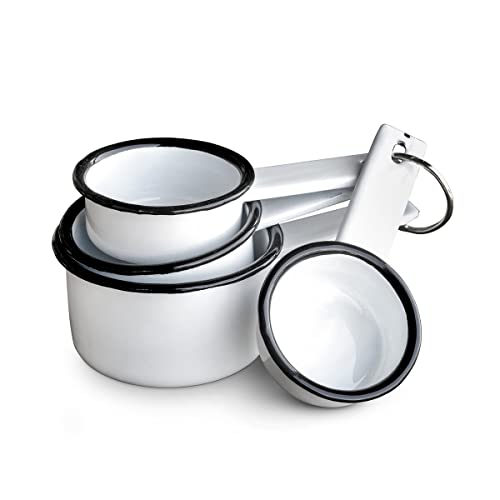 Park Hill Collection EAW90036 Farmhouse Enamelware Measuring Cups, Set of 4, 6-Inch Diameter