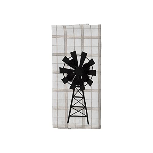 Foreside Home & Garden Multicolor Plaid 27 x 18 Inch Woven Cotton Kitchen Tea Towel with Hand Sewn Windmill, Multi