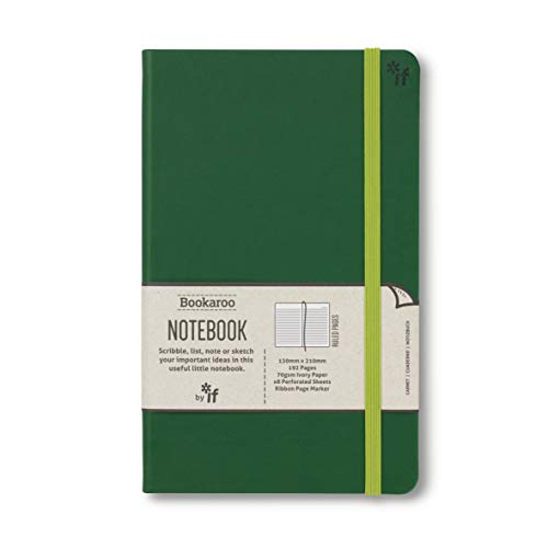 IF Bookaroo Notebook, Journal - Forest Green, Classic Ruled Notebook, Hard Cover with Soft PU, (A5) 21.5 x 13.5cm, 192 Pages, 43215