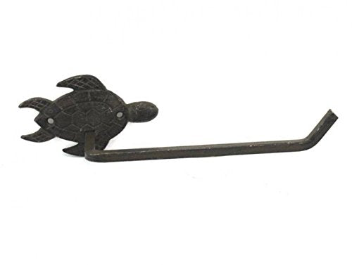 Hampton Iron Cast Iron Sea Turtle Toilet Paper Holder 10" Bathroom Beach Home Decorating