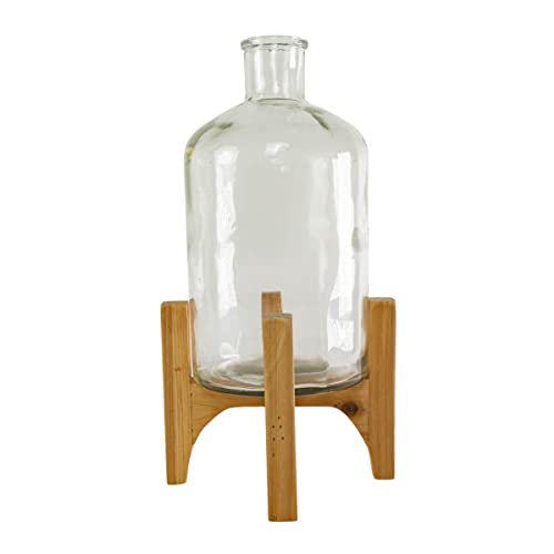 Foreside Home & Garden Pedestal Vase Glass & Wood