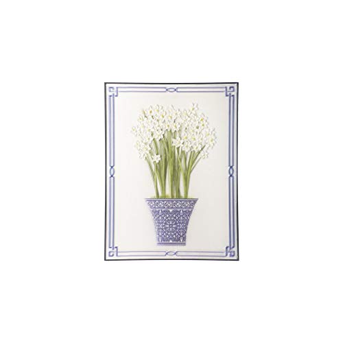 Ganz ER69332 Bas Relief Blue and White Daffodil Plaque, 32-inch Height