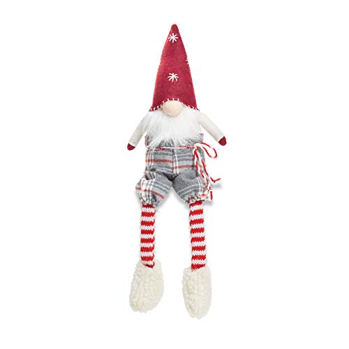 Mud Pie Red Felt Christmas Gnome Dangle Leg, 9" x 4"