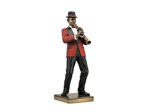 Unicorn Studio US 12.25 Inch Clarinet Player Cold Cast Decorative Figurine, Bronze Color