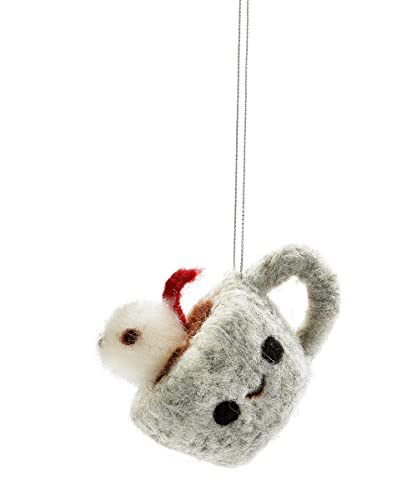 Giftcraft 684072 Christmas Wool Coffee Cup Ornament, 4.4-inch Height