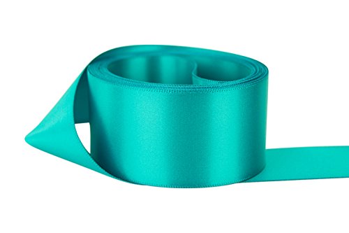 Ribbon Bazaar Double Faced Satin Ribbon - Premium Gloss Finish - 100% Polyester Ribbon for Gift Wrapping, Crafts, Scrapbooking, Hair Bow, Decorating & More - 1-1/2 inch Tornado Blue 50 Yards