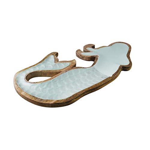 Beachcombers B23409 Mermaid Garden Platter, 8-inch Length, Wood and Enamel