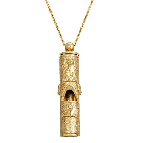 1928 Jewelry Gold Cat Pendant Necklace Whistle 30"