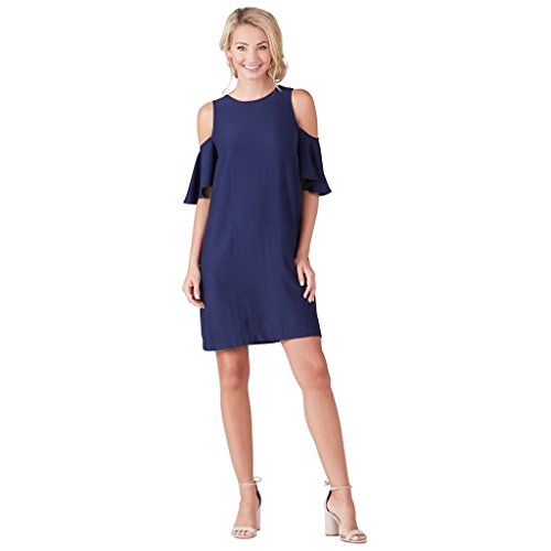 Mud Pie Womens Cora Cold Shoulder Summer Dress, Navy Blue, Small