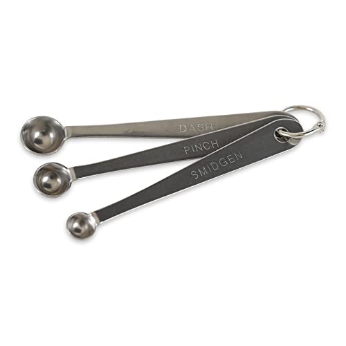 RSVP International Endurance 18/8 Stainless Steel 3-Piece Mini Measuring Spoon Set,Silver,Ring holds spoons together for easy storage