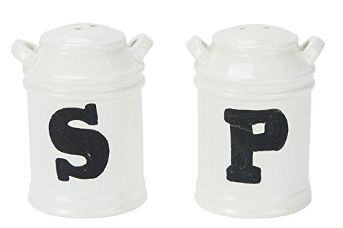 Milk Can Salt & Pepper Shakers, Hand-painted Ceramic by Boston Warehouse